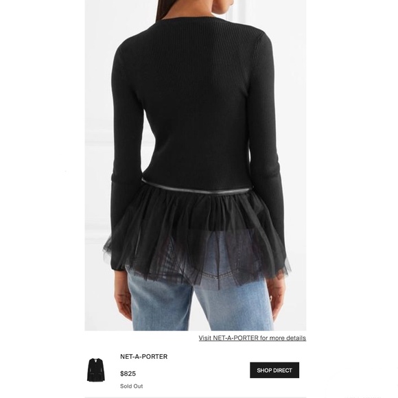 Moschino Couture Black Cardigan Sweater Jacket with Detachable Mesh Ruffled Hem - Picture 7 of 16